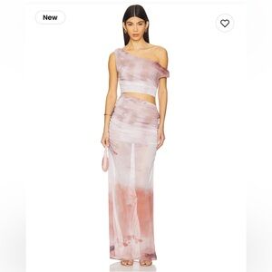 Sheer Tie-Dye One-Shoulder Maxi Dress - Pink